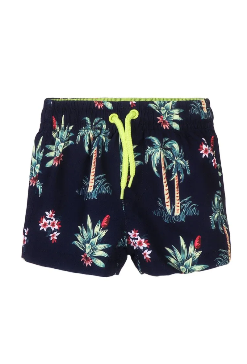 Boys navy tropical aop board shorts